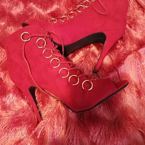 Elegant Red Stiletto Ankle Boots